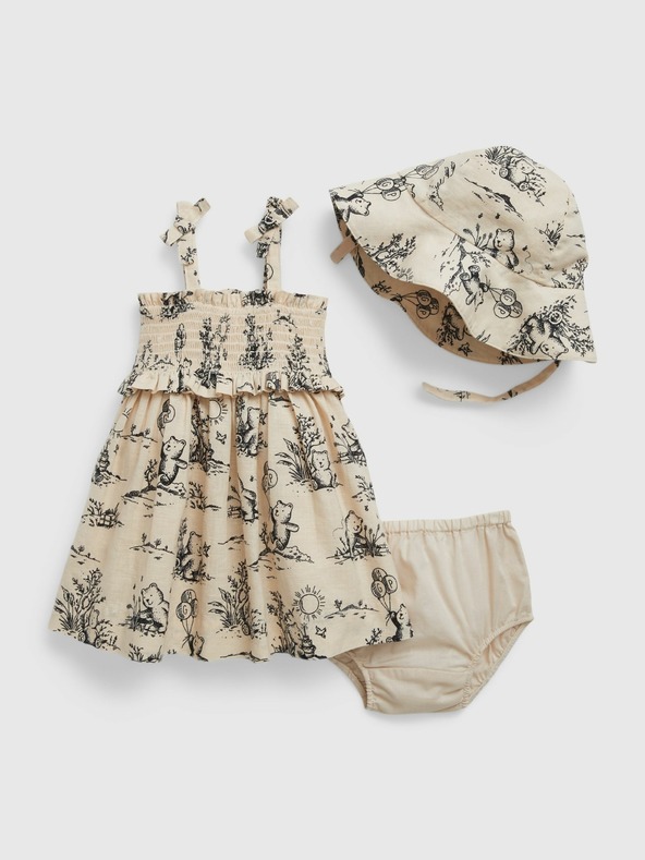 GAP Baby rochie din in cu pălărie GAP