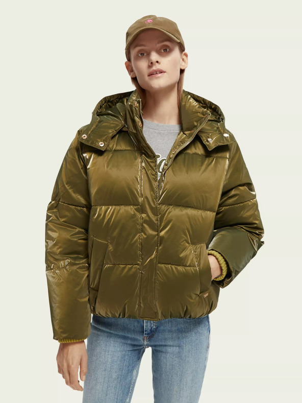 Scotch & Soda Jachetă matlasată verde pentru femei Scotch & Soda