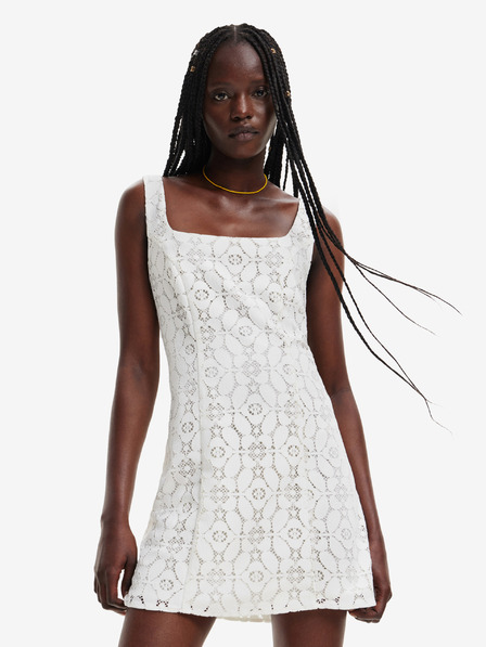 Desigual Rochie de dantelă crem pentru femei Desigual Newcastle