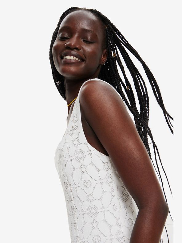 Desigual Rochie de dantelă crem pentru femei Desigual Newcastle