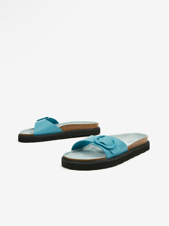 Ojju Papuci de damă turcoaz cu platformă din piele OJJU