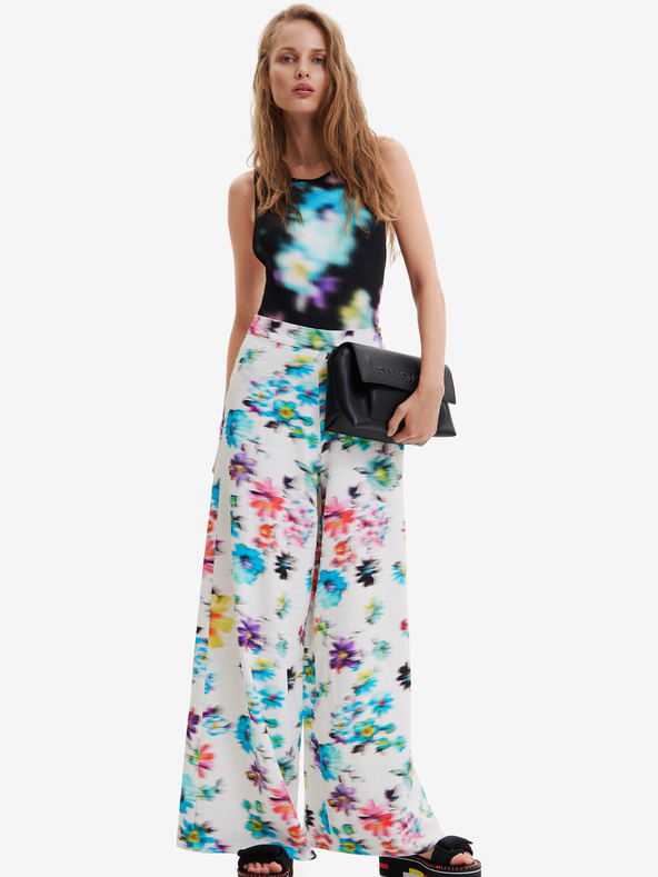 Desigual Pantaloni albi Desigual Daniela Floral pentru femei