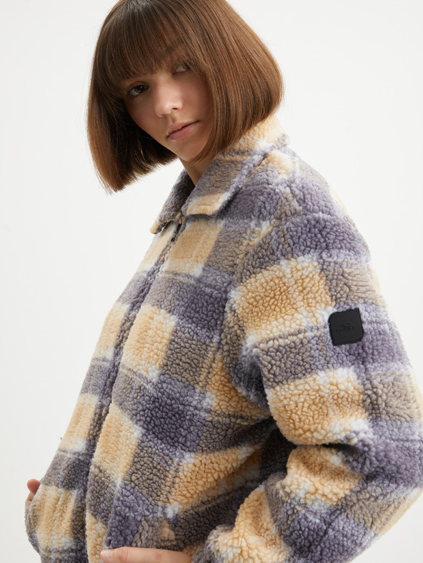 O'Neill Hanorac cu fermoar în carouri din fleece gri și portocaliu O'Neill Check