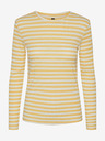 Pieces Tricou cu mânecă lungă de bază cu dungi pentru femei, galben Pieces Hand