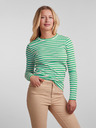 Pieces Tricou de bază cu mânecă lungă, dungat, verde, pentru femei Pieces Hand