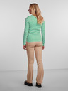 Pieces Tricou de bază cu mânecă lungă, dungat, verde, pentru femei Pieces Hand