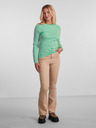 Pieces Tricou de bază cu mânecă lungă, dungat, verde, pentru femei Pieces Hand