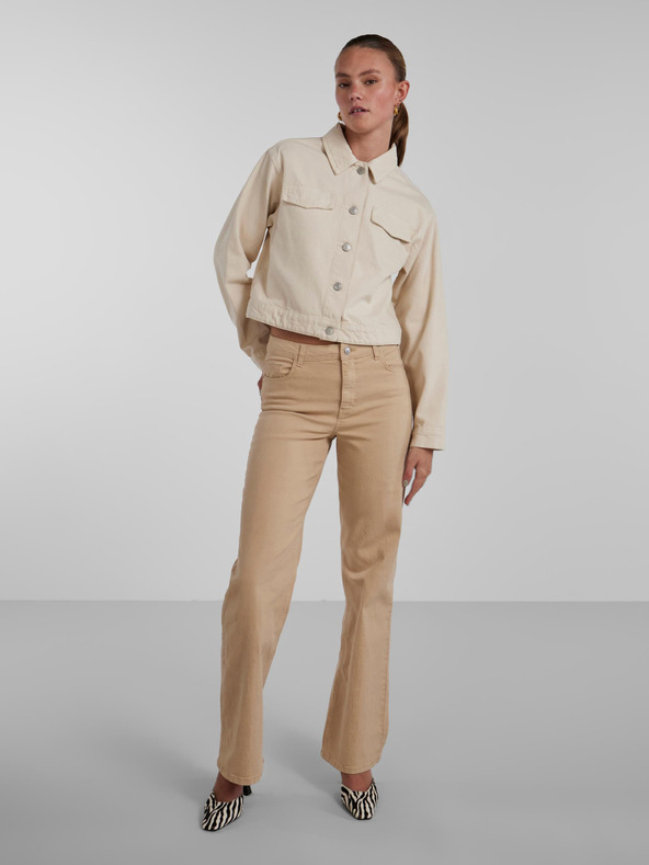 Pieces Jachetă din denim pentru femei Cream Pieces Tessie