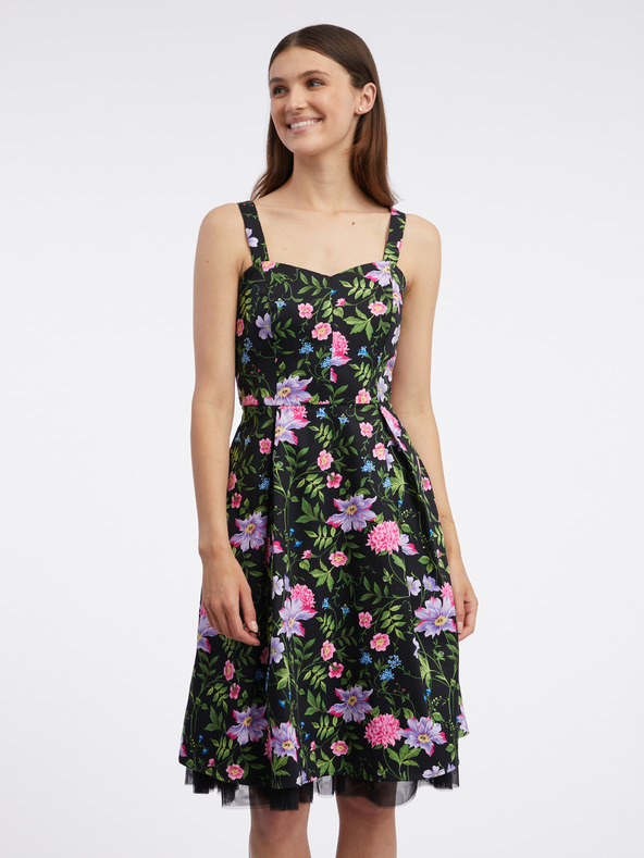 Orsay Rochie florală de damă neagră ORSAY