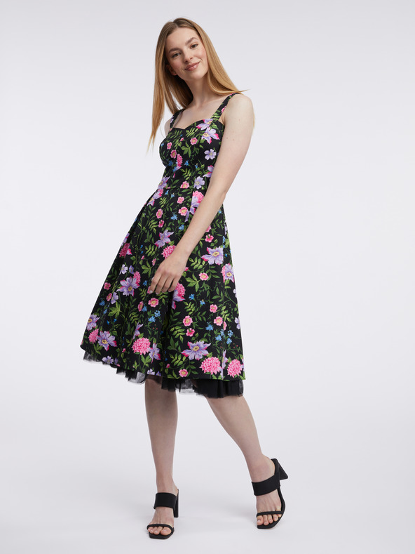 Orsay Rochie florală de damă neagră ORSAY