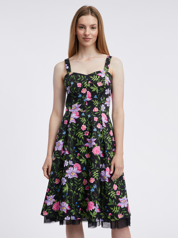 Orsay Rochie florală de damă neagră ORSAY