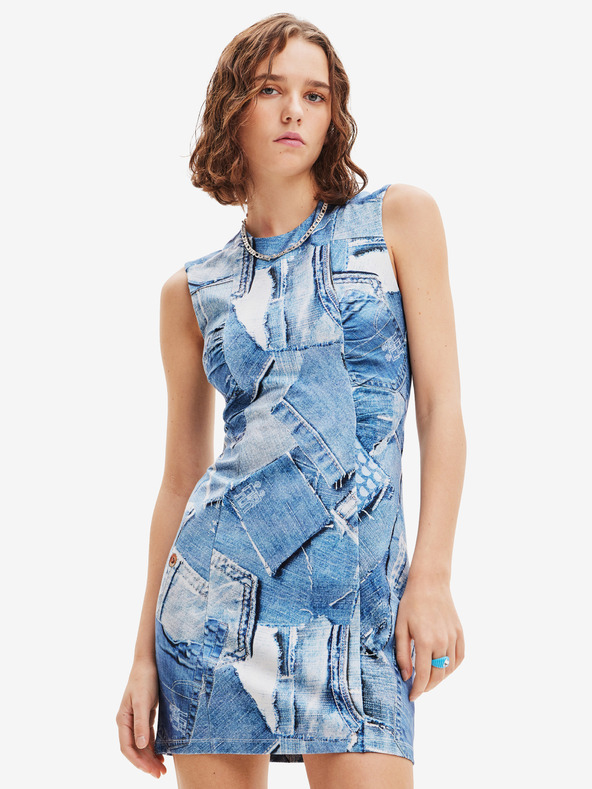 Desigual Mini rochie cu model Desigual Denam albastru pentru femei
