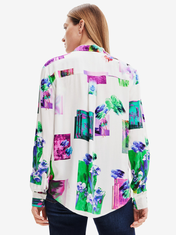 Desigual Cămașă cu model verde și alb pentru femei Desigual Trieste
