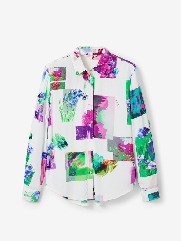 Desigual Cămașă cu model verde și alb pentru femei Desigual Trieste
