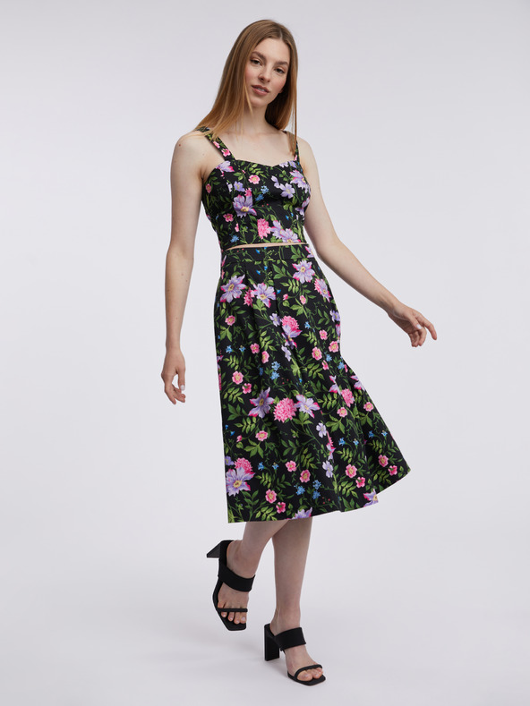 Orsay Bluză neagră cu flori pentru femei ORSAY