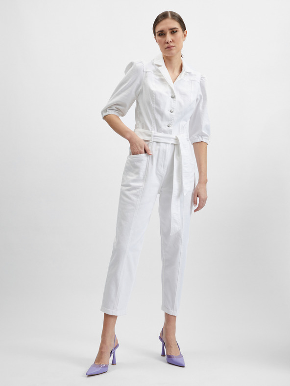 Orsay Salopetă albă de damă din denim ORSAY