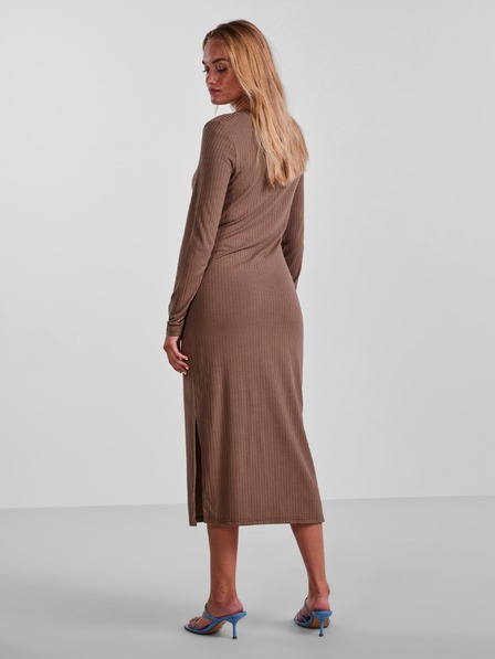 Pieces Pulover midi cu nervuri de culoare maro deschis Pieces Kylie