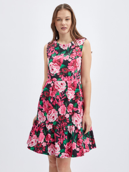 Orsay Rochie florala damă neagră și roz ORSAY