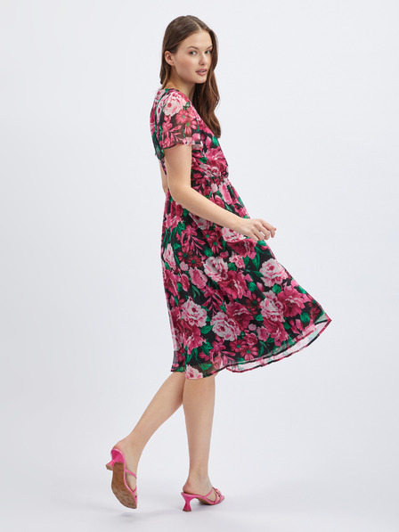 Orsay Rochie florala damă neagră și roz ORSAY