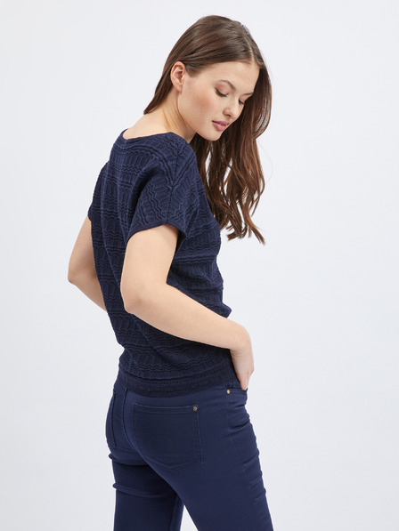 Orsay Pulover de damă albastru închis cu mâneca scurta ORSAY