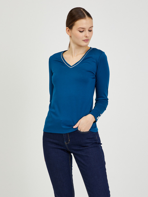 Orsay Tricou de damă albastru cu mâneci lungi ORSAY