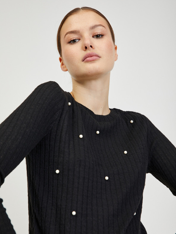 Orsay Pulover de damă negru cu nervuri ORSAY