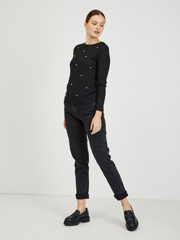 Orsay Pulover de damă negru cu nervuri ORSAY
