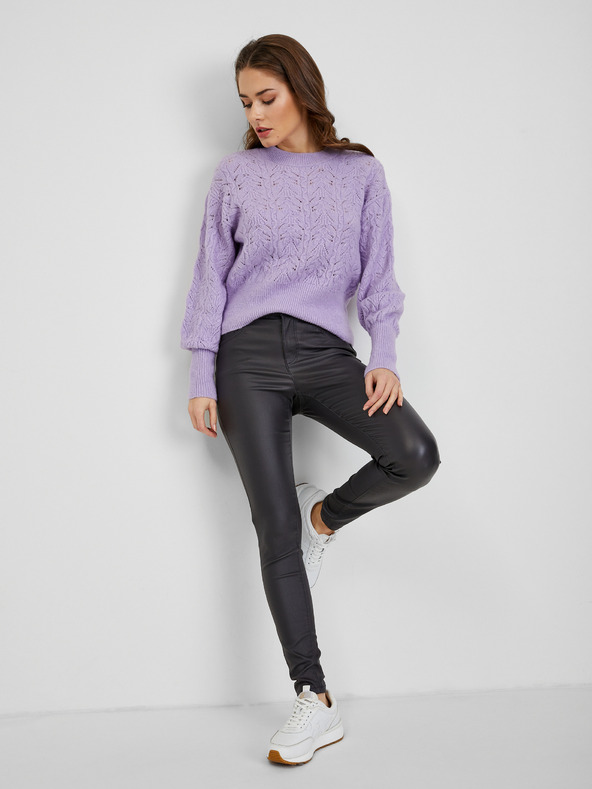 Orsay Pulover de damă violet deschis cu model cu mâneci balon ORSAY