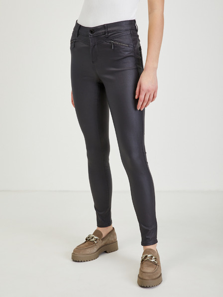 Orsay Pantaloni gri închis din imitație de piele pentru femei ORSAY