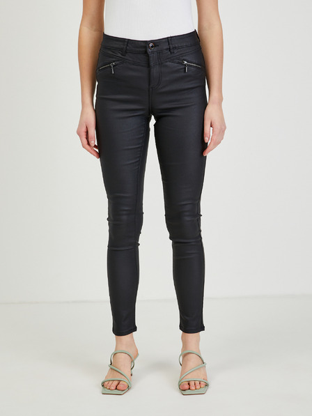 Orsay Pantaloni negri din imitație de piele pentru femei ORSAY