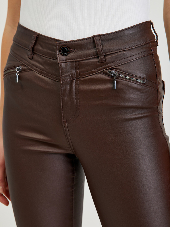 Orsay Pantaloni maro închis din imitație de piele pentru femei ORSAY