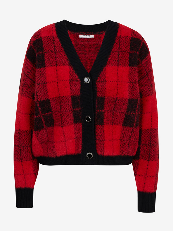 Orsay Cardigan în carouri de damă negru-roșu ORSAY