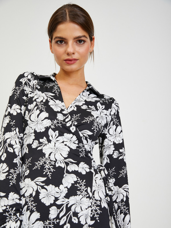 Orsay Rochie florală de damă albă și neagră ORSAY