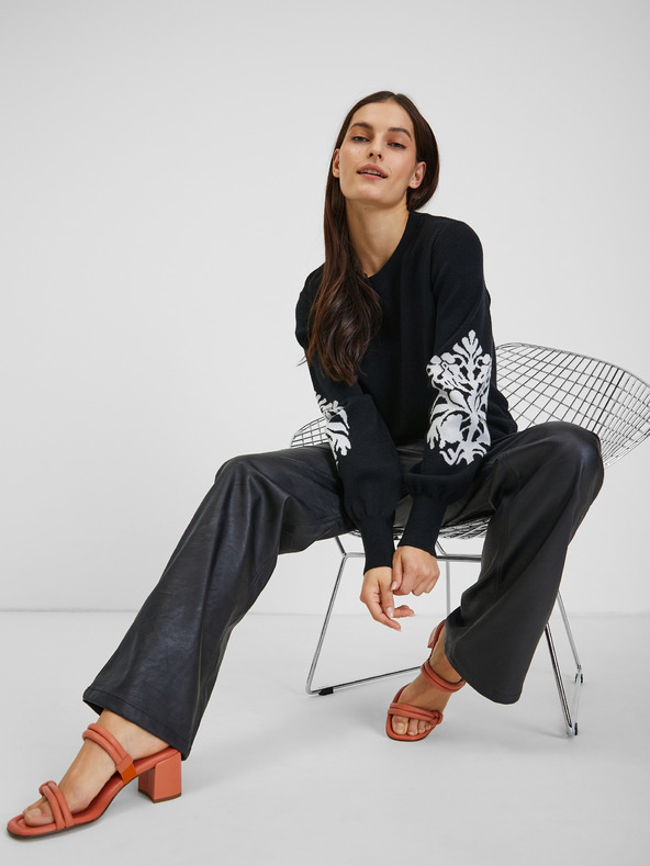 Orsay Pulover de damă alb și negru ORSAY