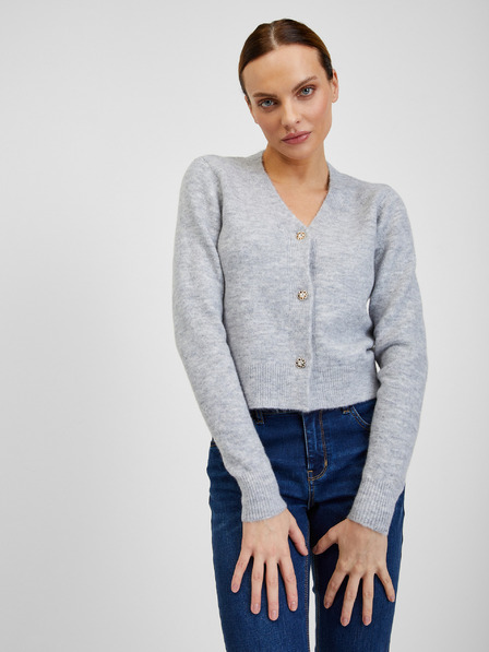 Orsay Cardigan tigrat de damă gri deschis cu amestec de lână ORSAY