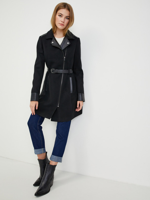 Orsay Palton de iarnă de damă neagră cu amestec de lână ORSAY
