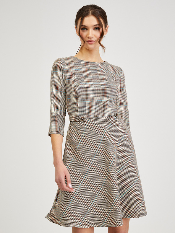 Orsay Rochie de damă maro în carouri ORSAY