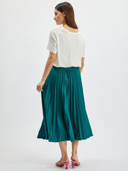 Orsay Fustă midi plisată verde-petrol pentru femei ORSAY