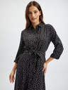 Orsay Rochie tip cămașă neagră cu buline midi ORSAY