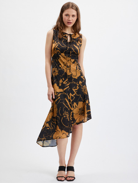 Orsay Rochie de damă din satin maro-negru ORSAY
