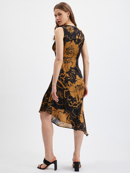 Orsay Rochie de damă din satin maro-negru ORSAY