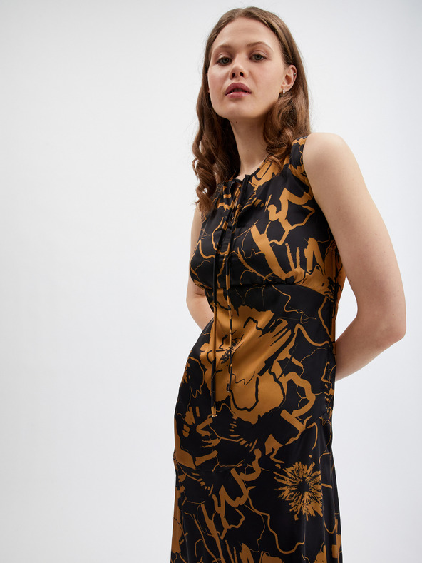 Orsay Rochie de damă din satin maro-negru ORSAY