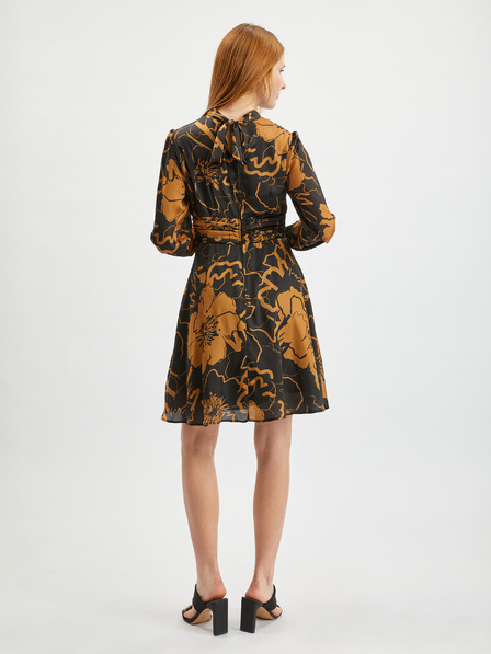Orsay Rochie de damă din satin floral maro-negru ORSAY