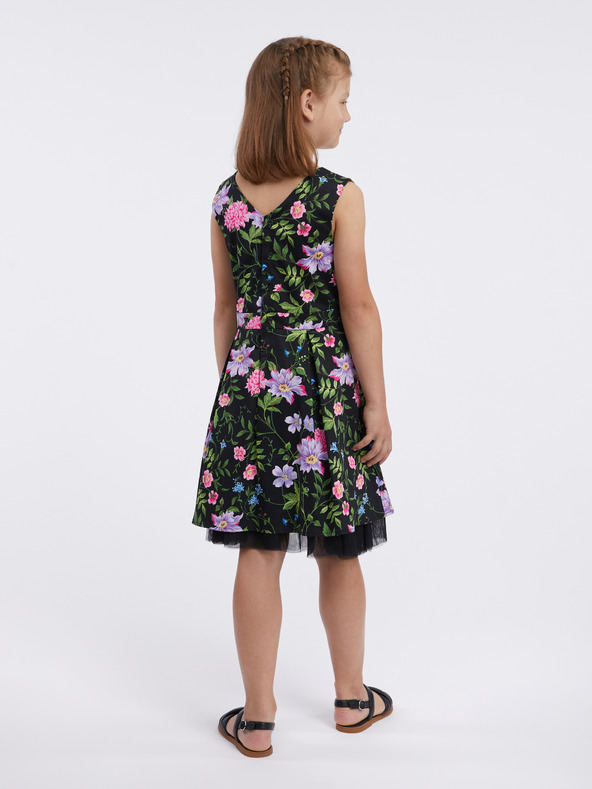 Orsay Rochie neagră pentru fete cu flori ORSAY