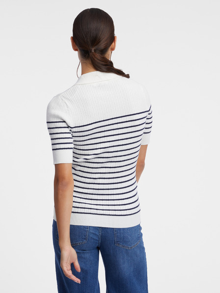 Orsay Tricou polo cu dungi crem pentru femei ORSAY