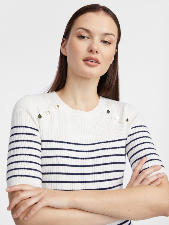 Orsay Rochie pulover alb cu dungi pentru femei ORSAY