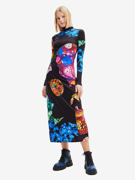 Desigual Rochie maxi cu model albastru și negru pentru femei Desigual Arles - Lacroix