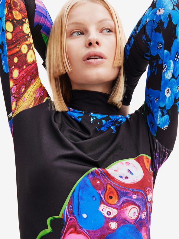 Desigual Rochie maxi cu model albastru și negru pentru femei Desigual Arles - Lacroix