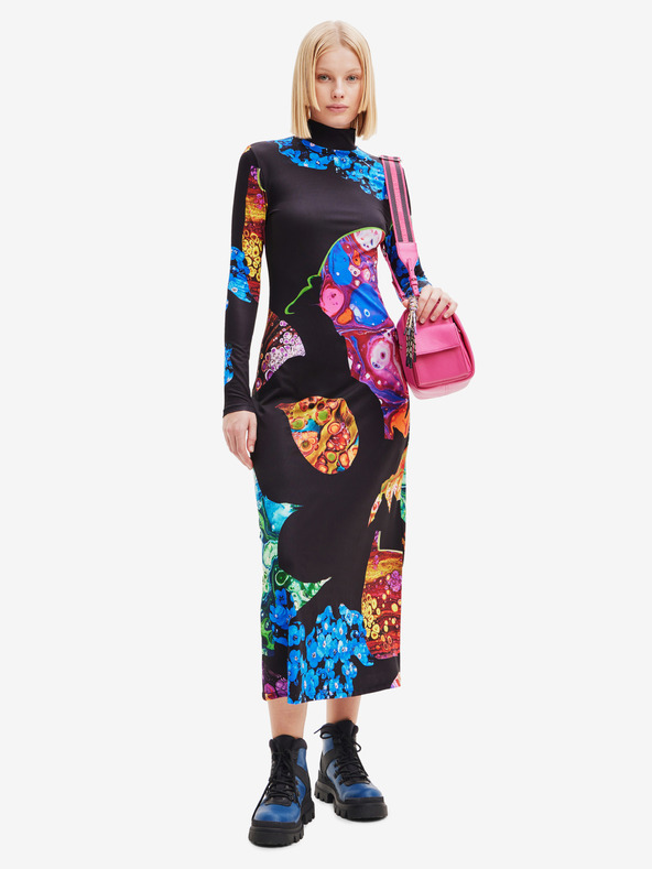 Desigual Rochie maxi cu model albastru și negru pentru femei Desigual Arles - Lacroix