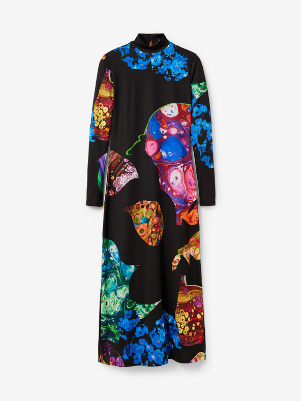 Desigual Rochie maxi cu model albastru și negru pentru femei Desigual Arles - Lacroix